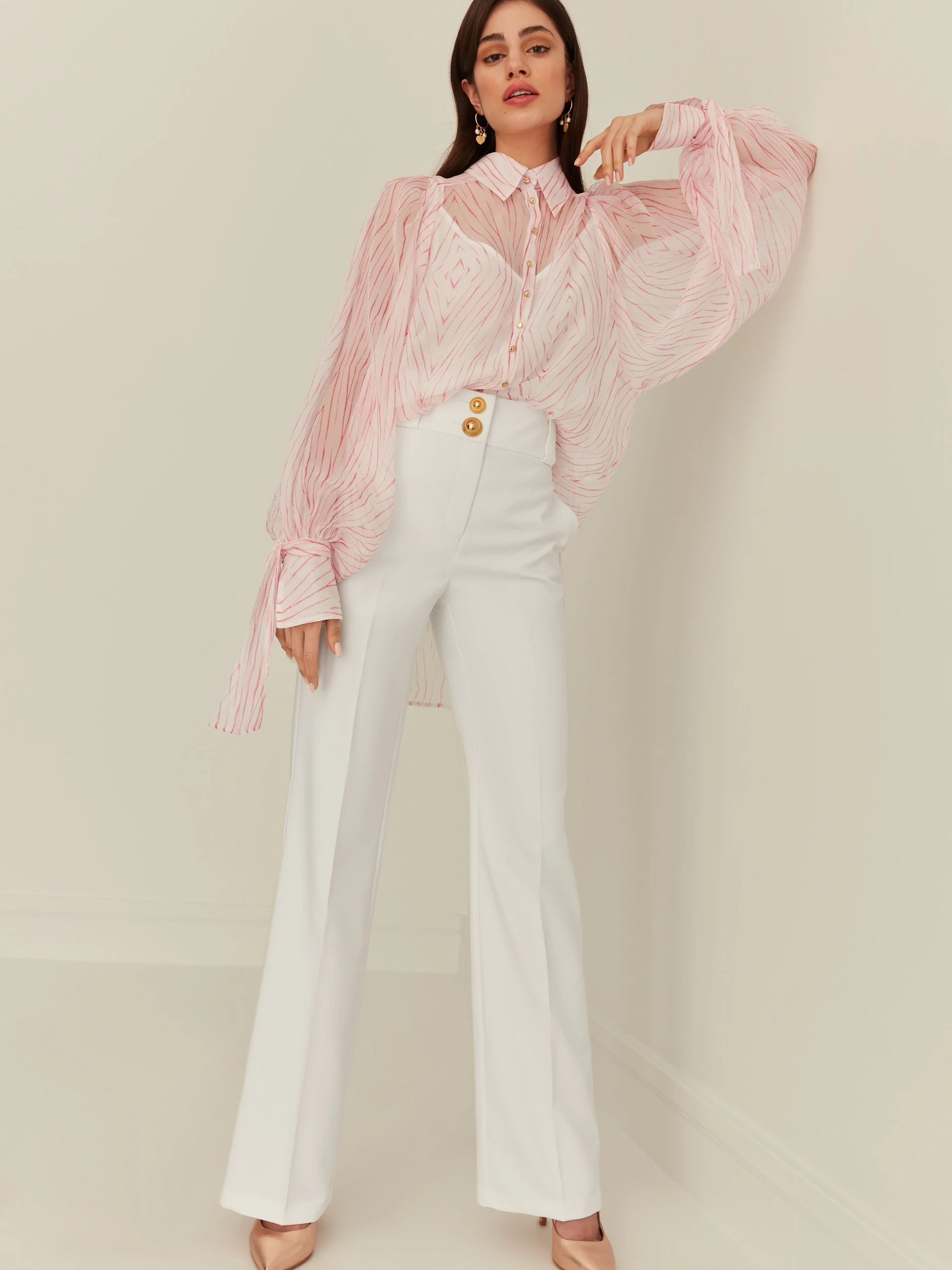 WHITE WIDE-LEG PANTS