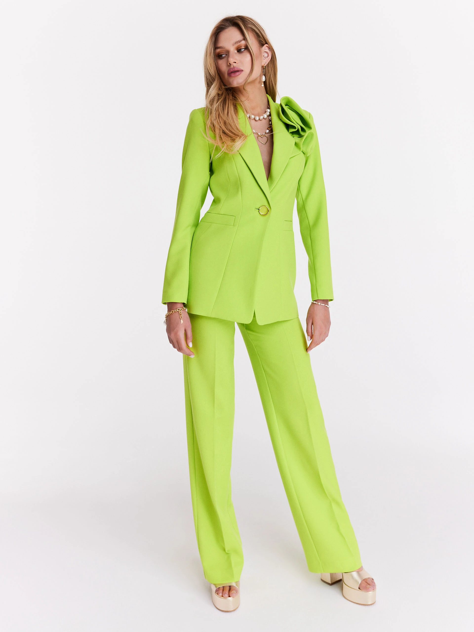 Green jacket with rose
