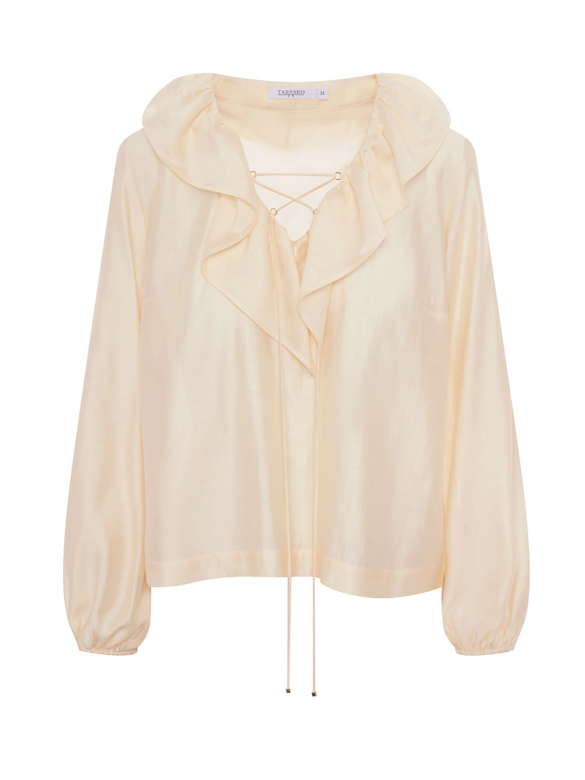 Elegant blouse with tie detail in butter color