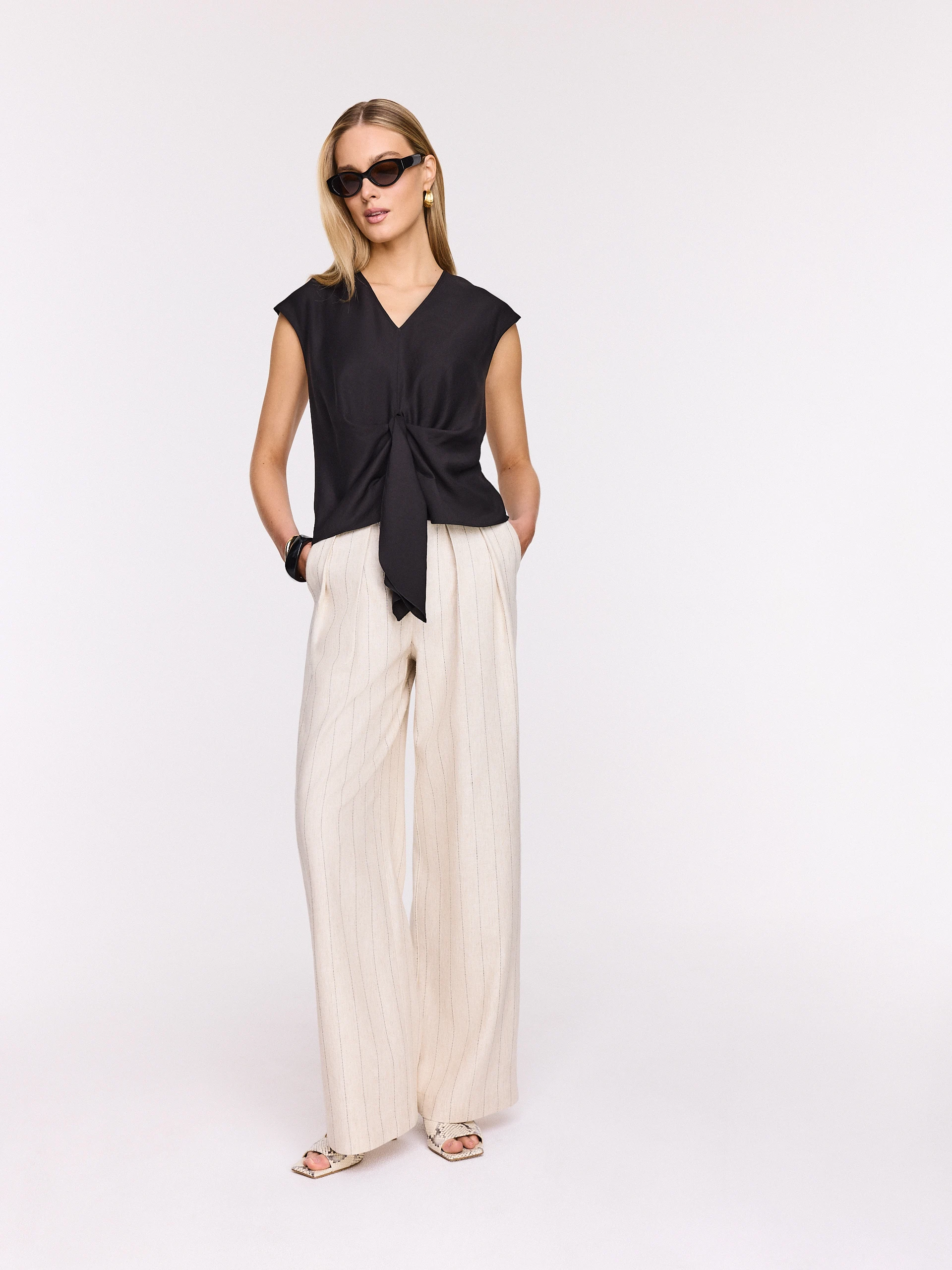 Black blouse with a tie