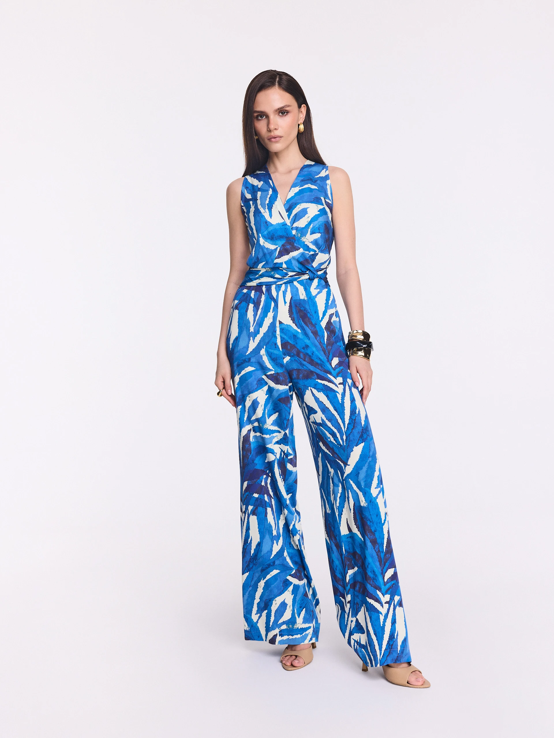 Blue-patterned jumpsuit