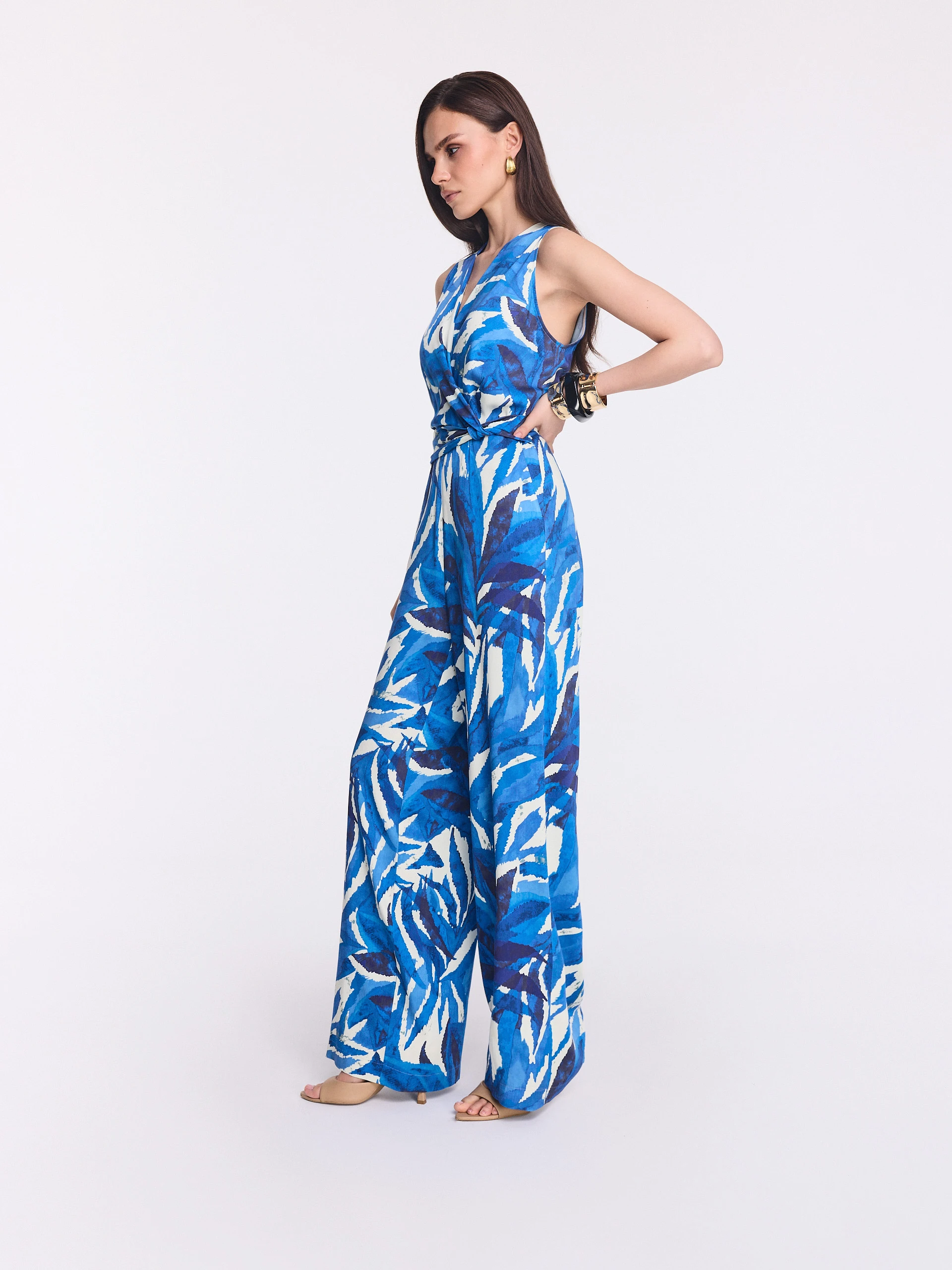 Blue-patterned jumpsuit