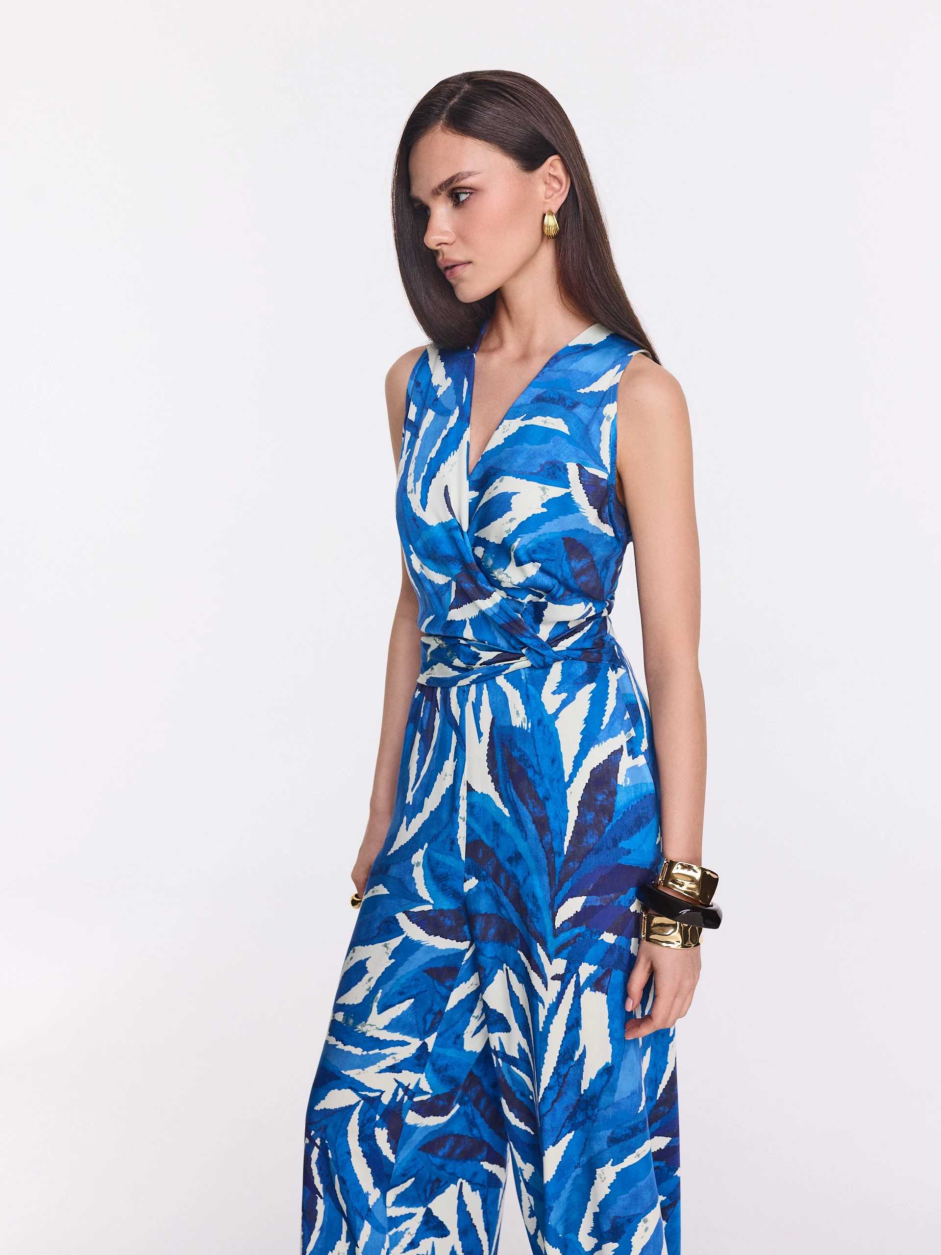 Blue-patterned jumpsuit