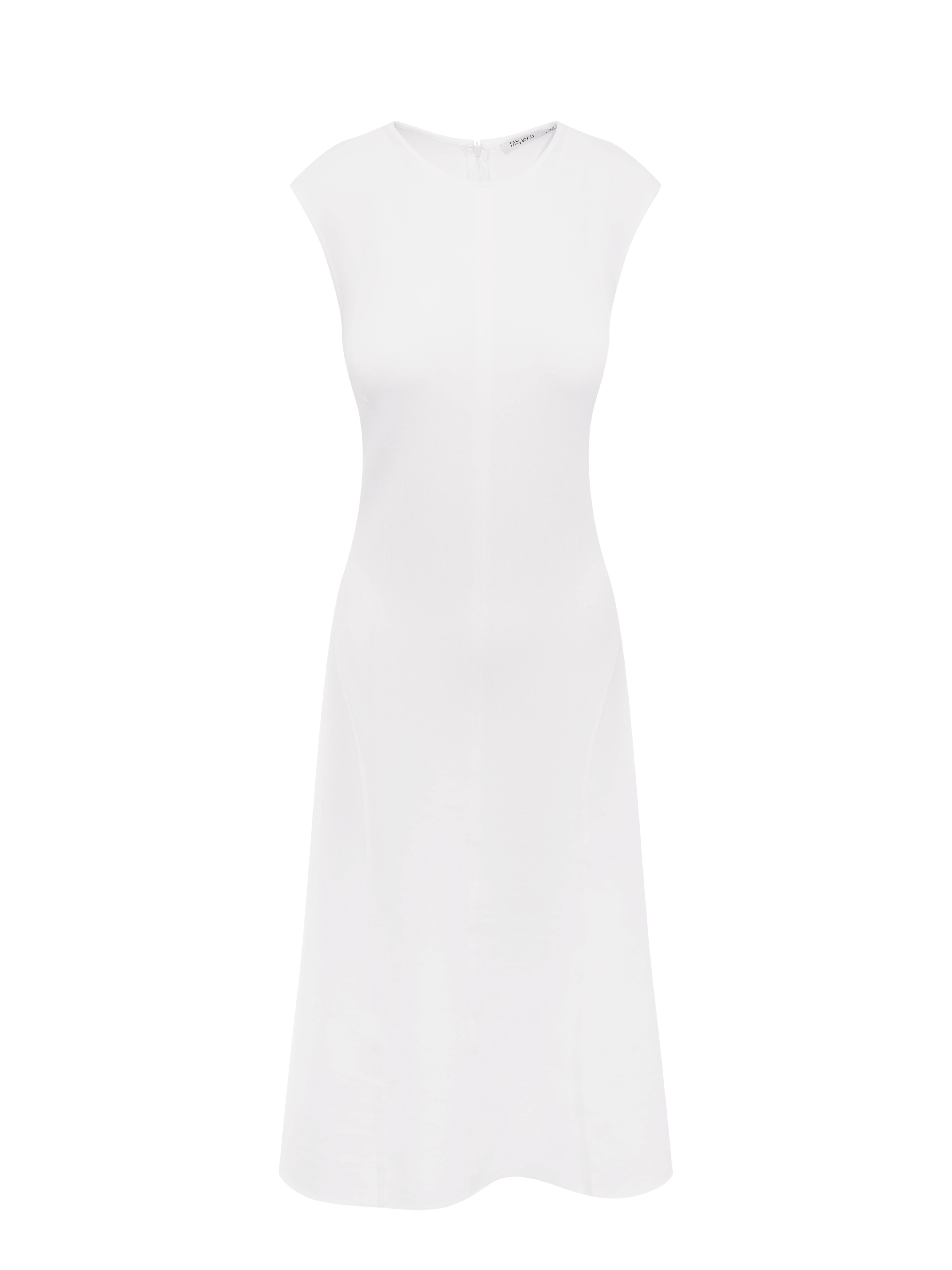 White midi dress with flared hem