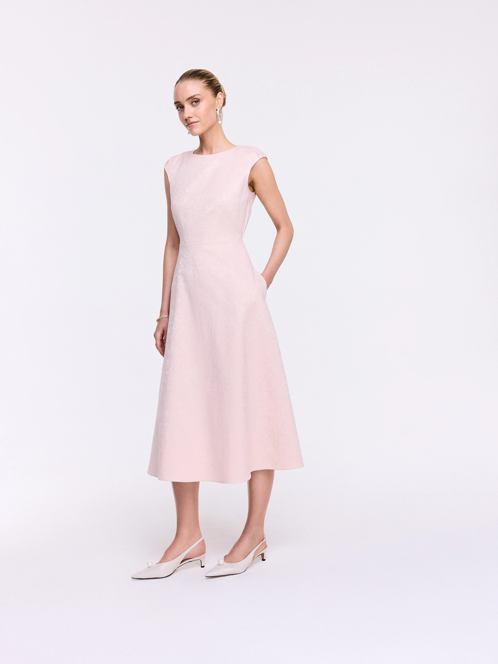 Powder Pink Fit-and-Flare Dress