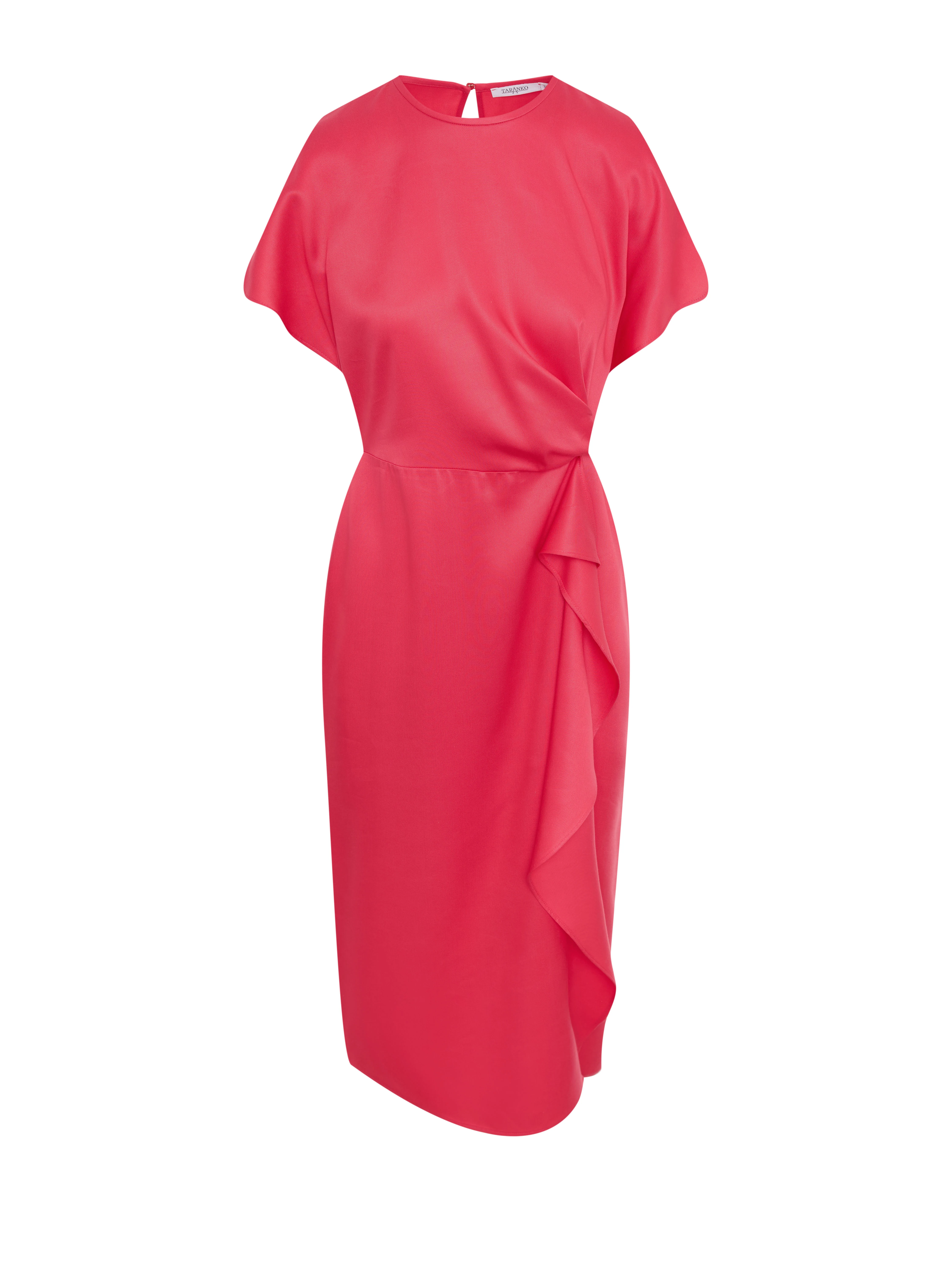 Coral Draped Midi Dress