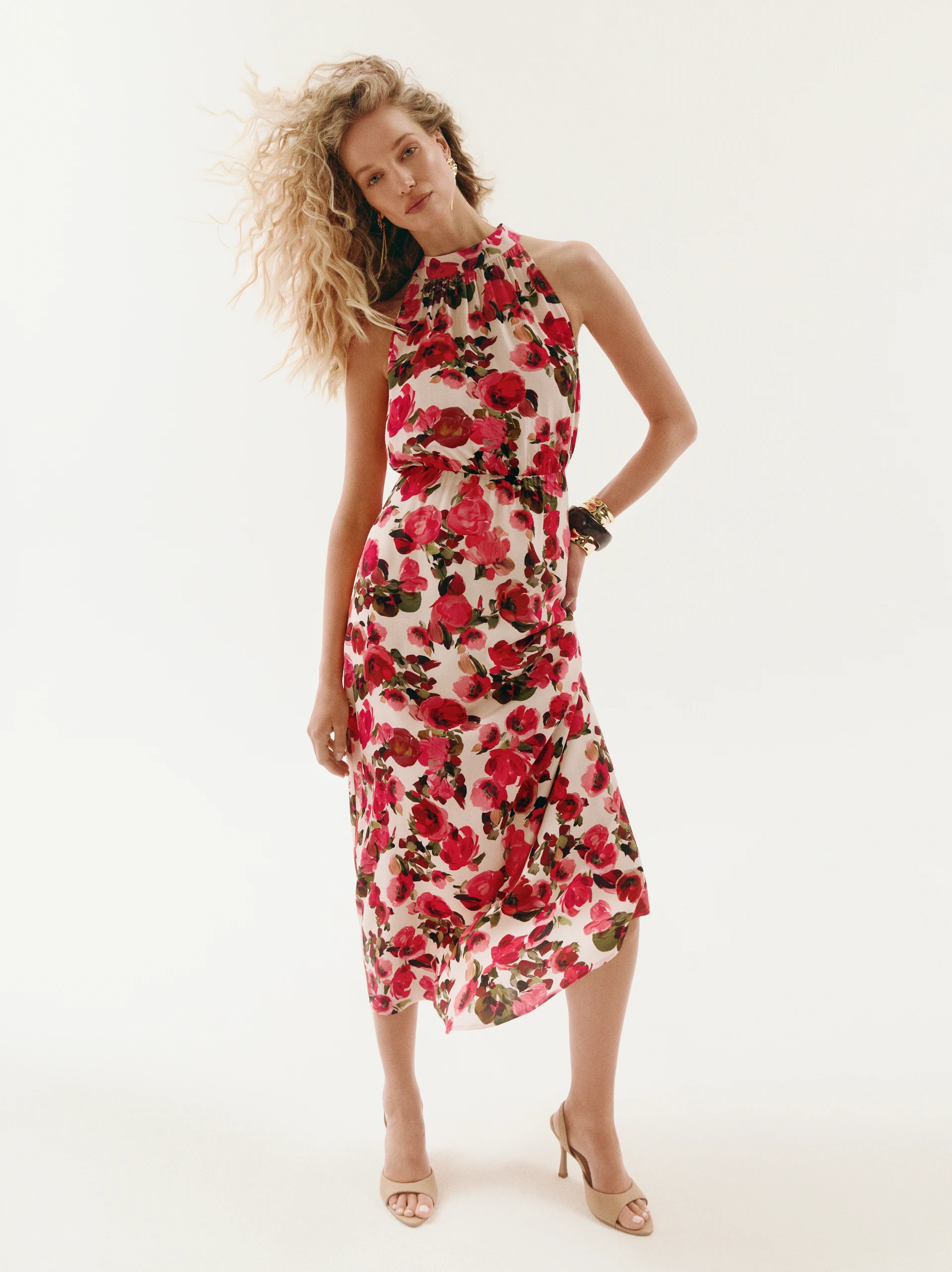 Midi dress with a floral print
