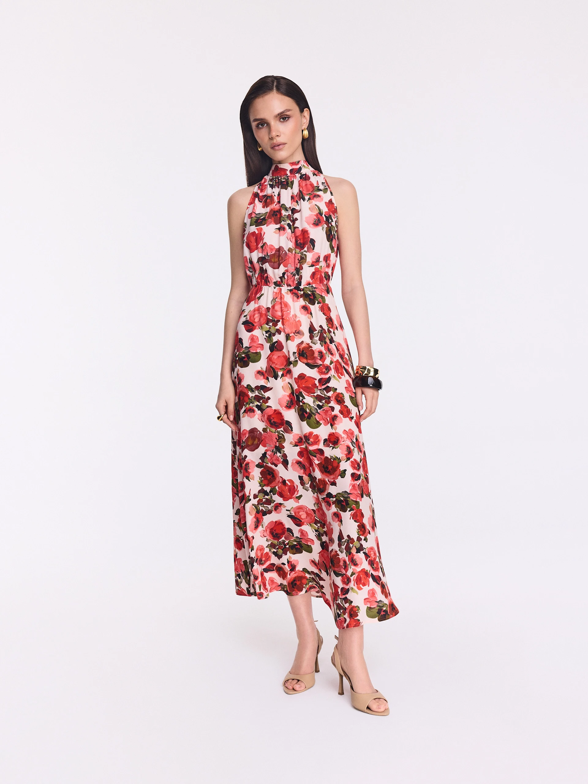Midi dress with a floral print