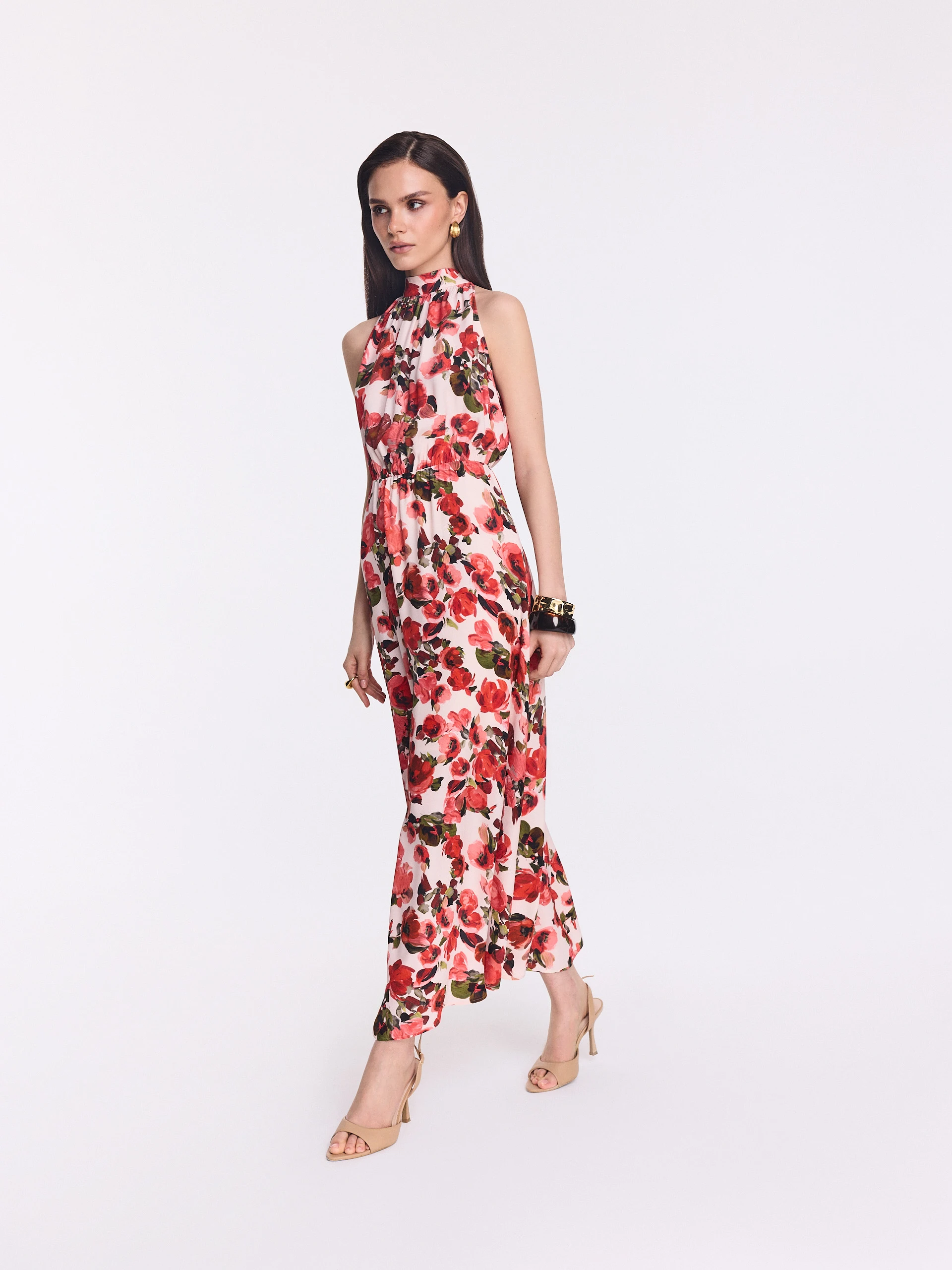Midi dress with a floral print