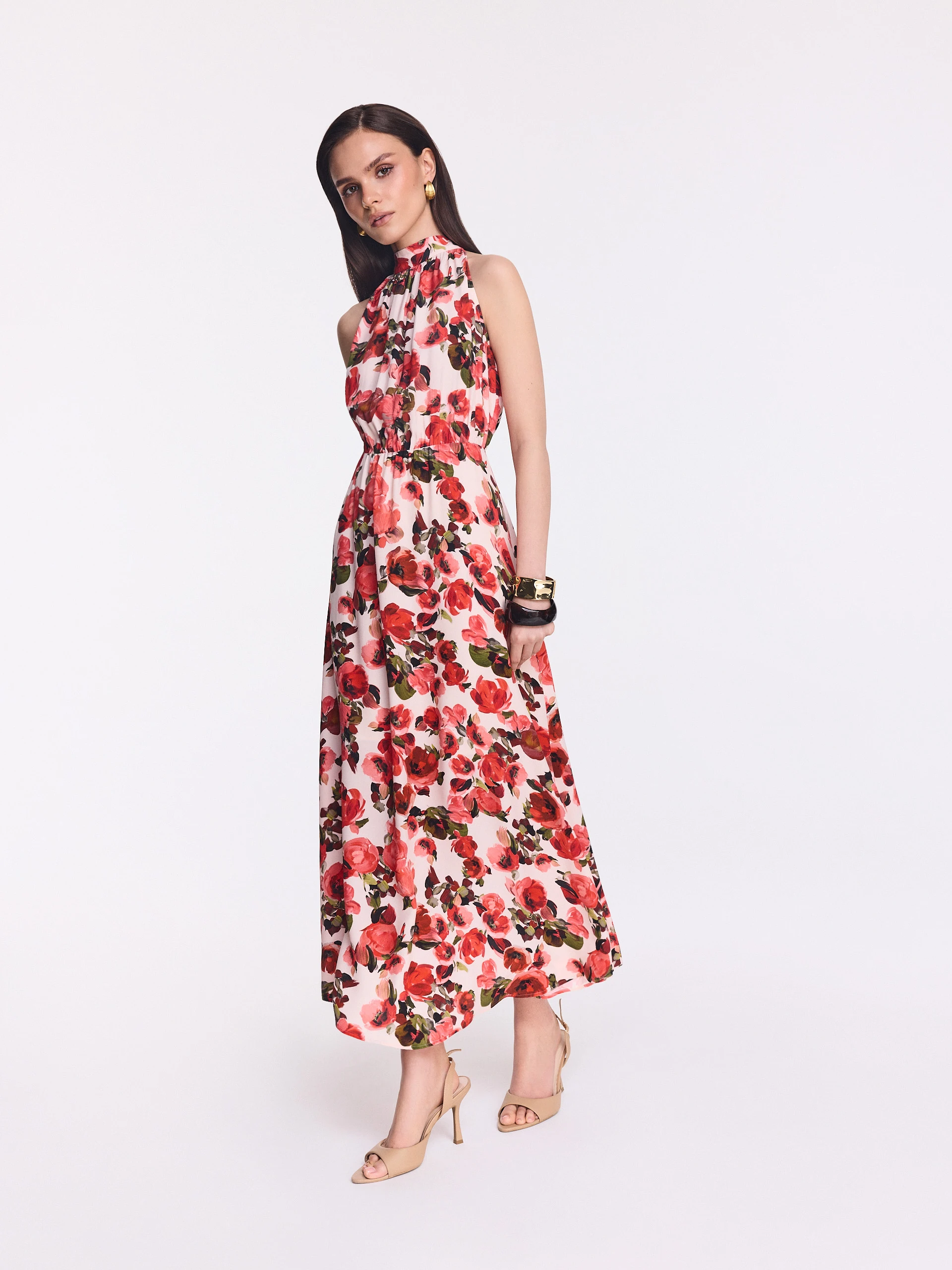 Midi dress with a floral print
