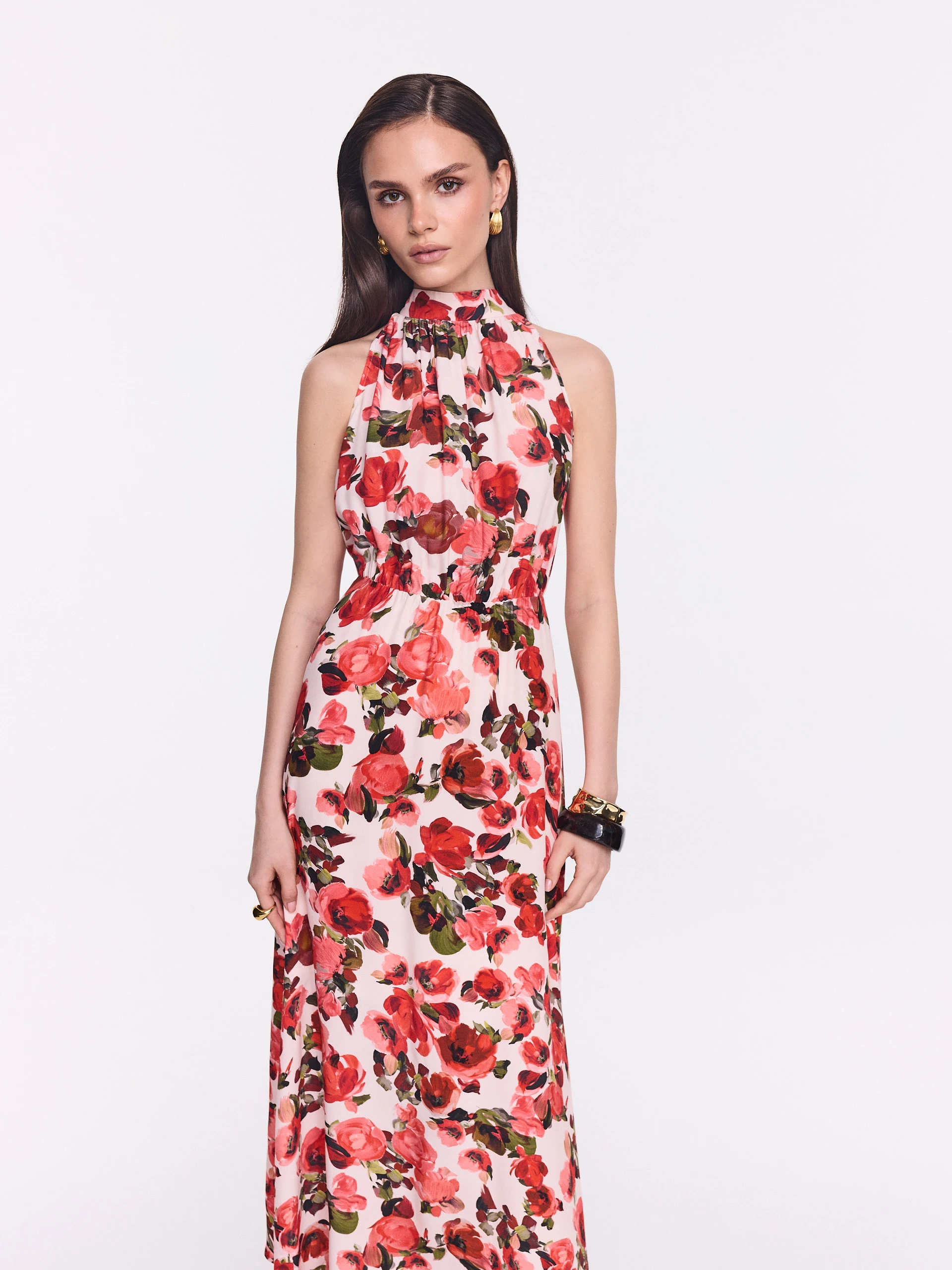 Midi dress with a floral print