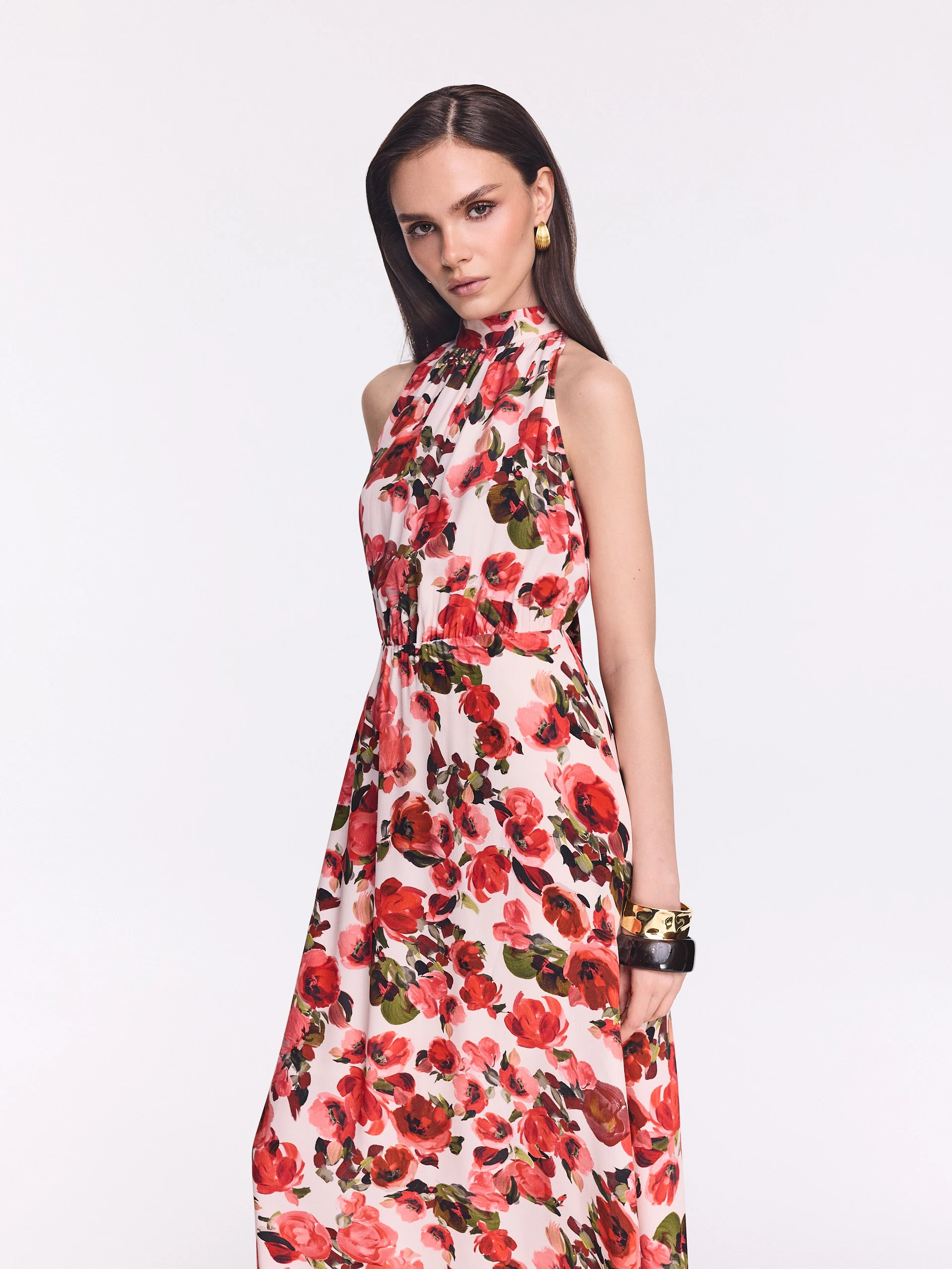 Midi dress with a floral print