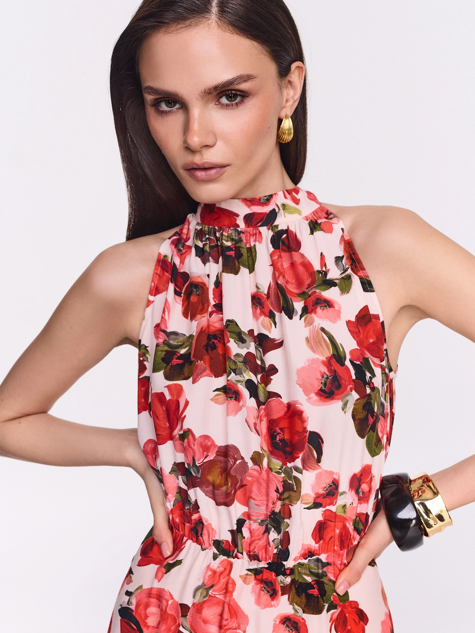 Midi dress with a floral print