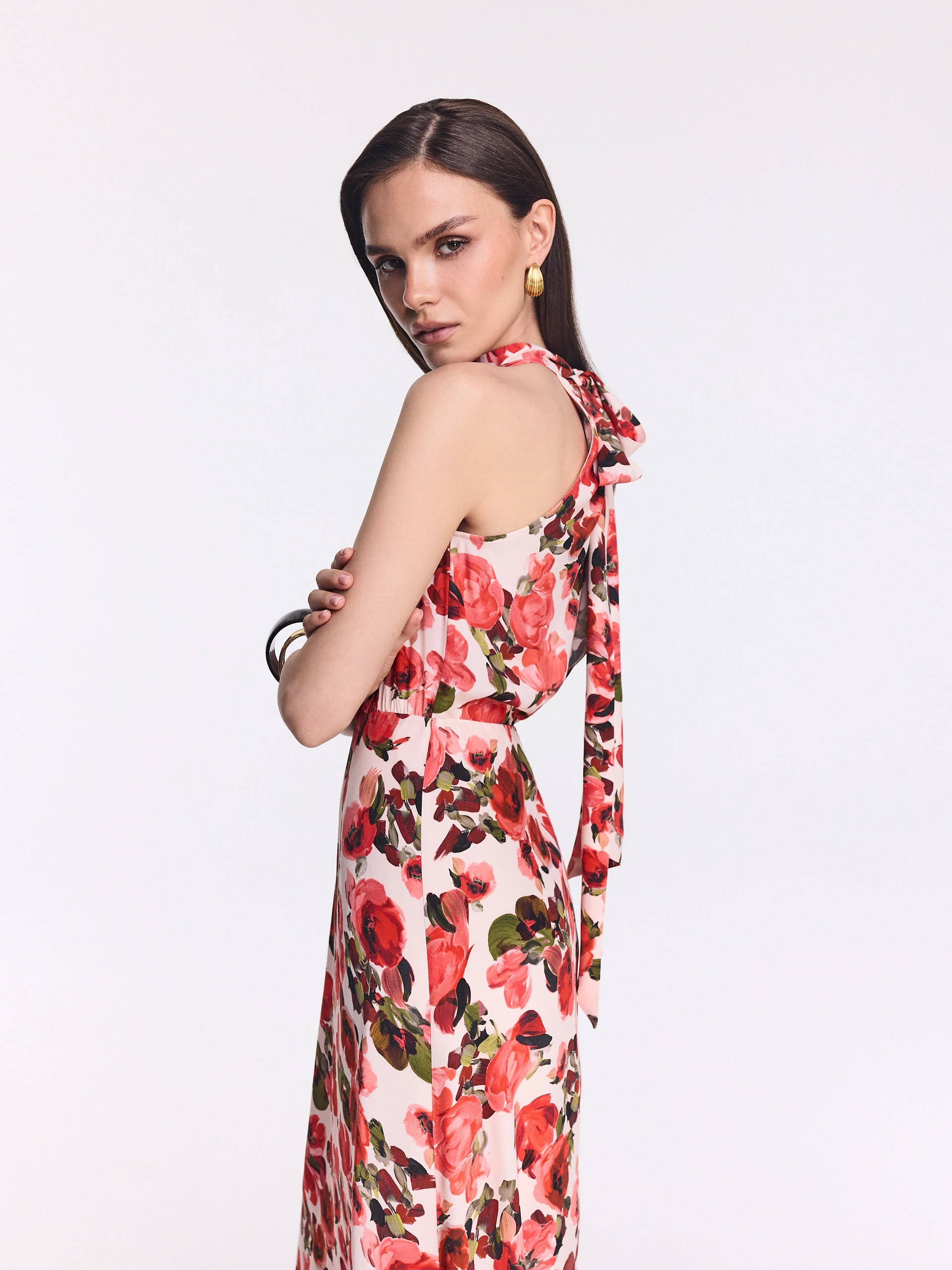Midi dress with a floral print