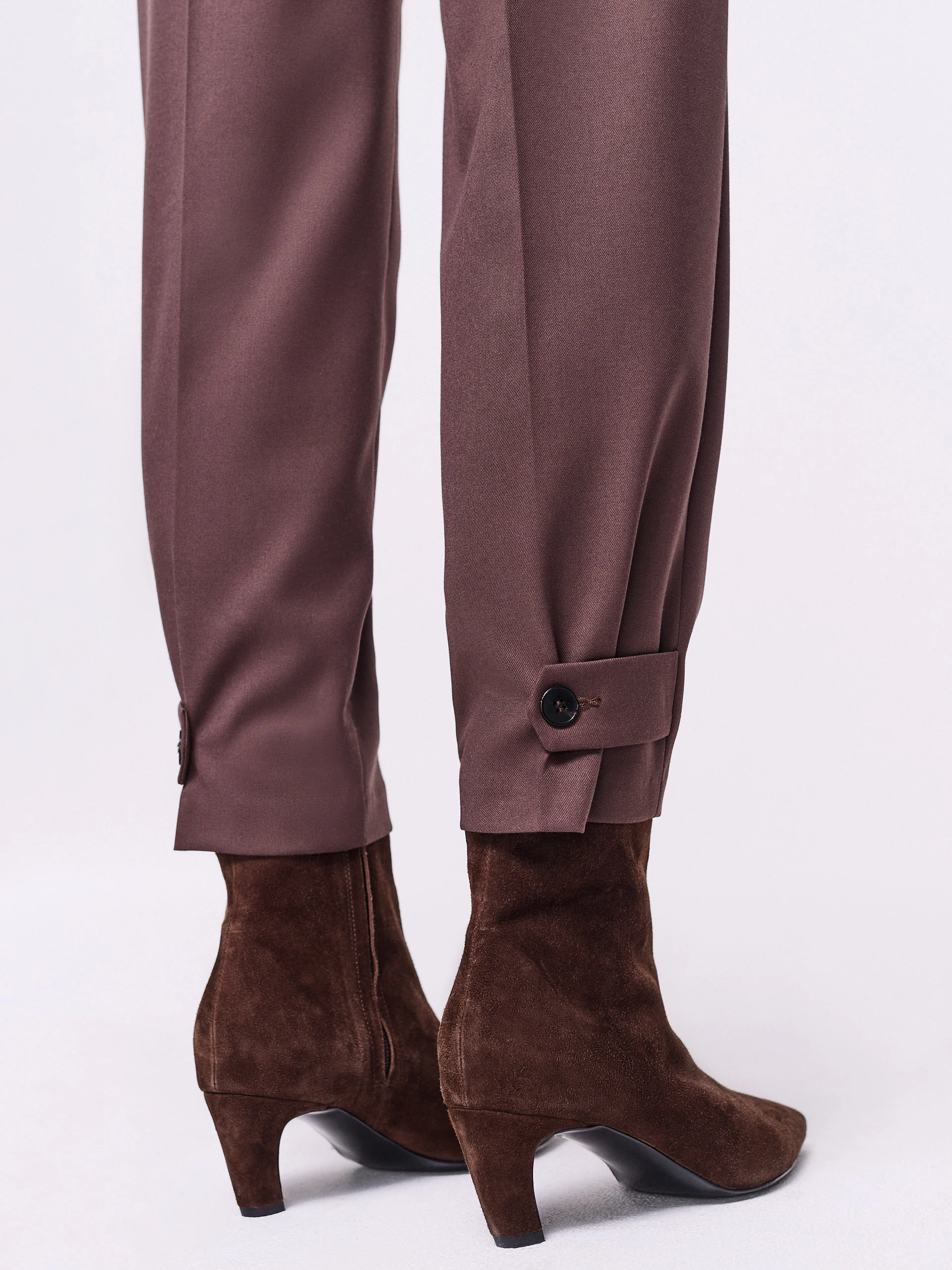 Brown high-waisted suit pants