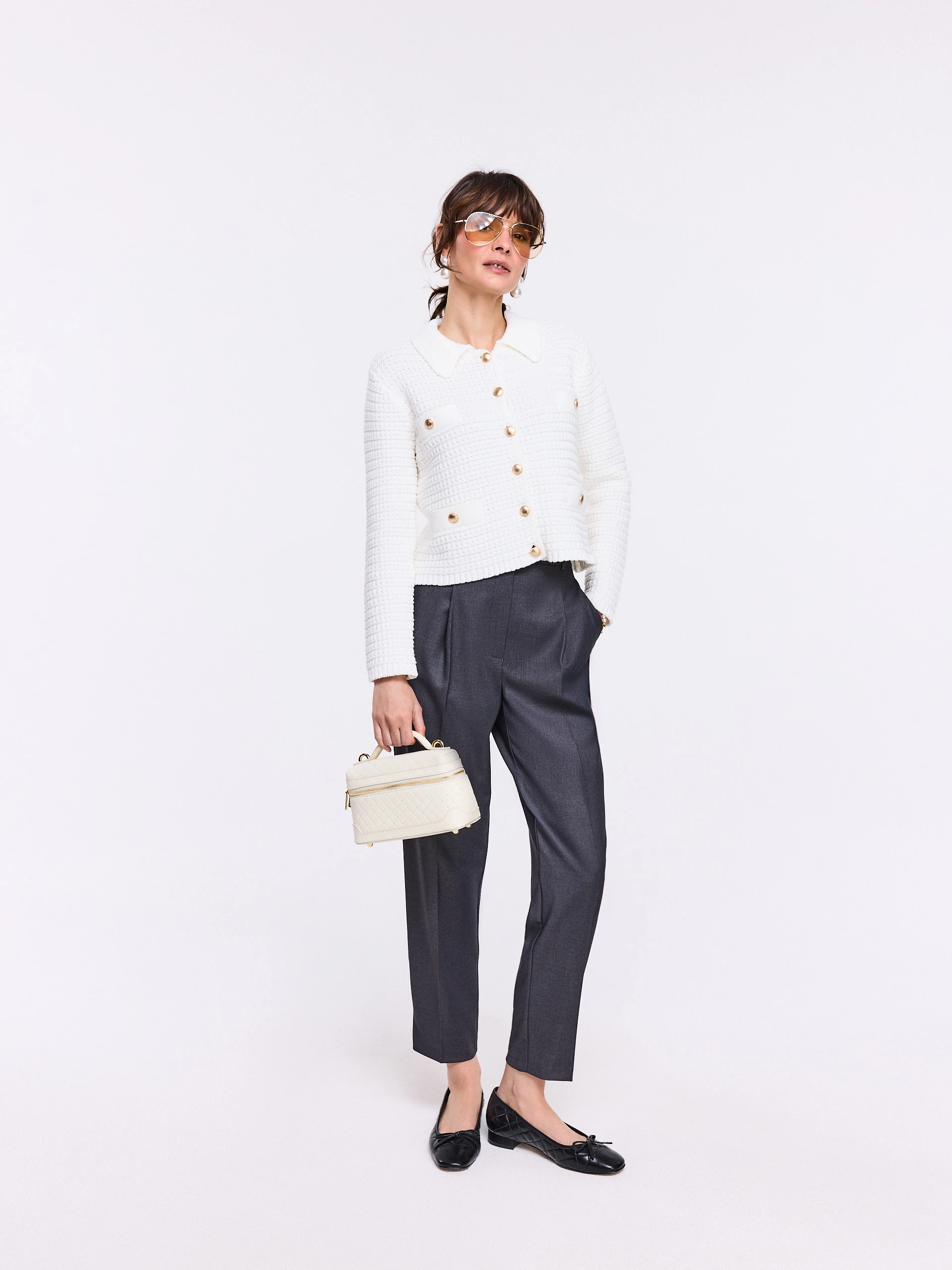Dark gray high-waisted pants