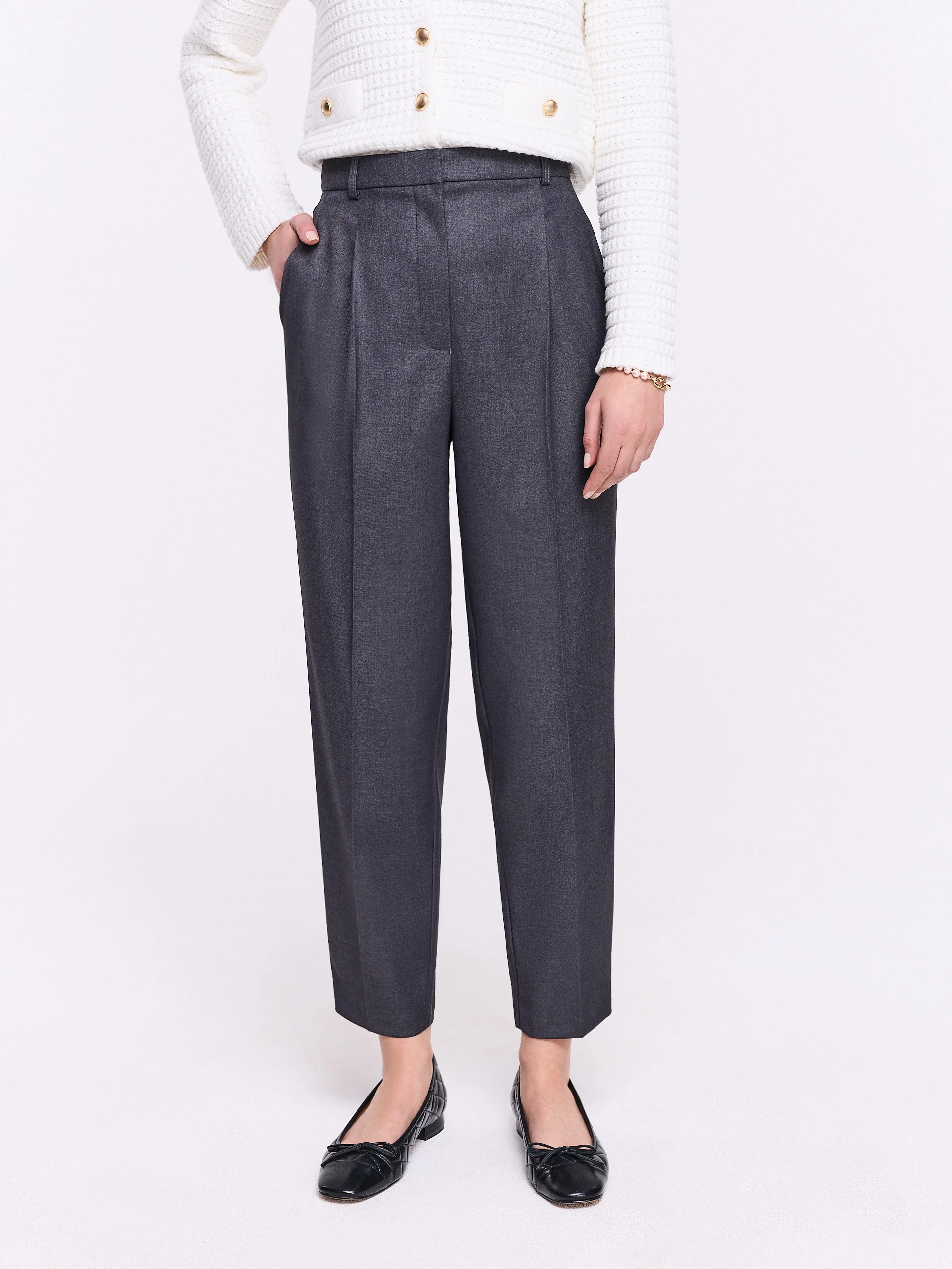 Dark gray high-waisted pants