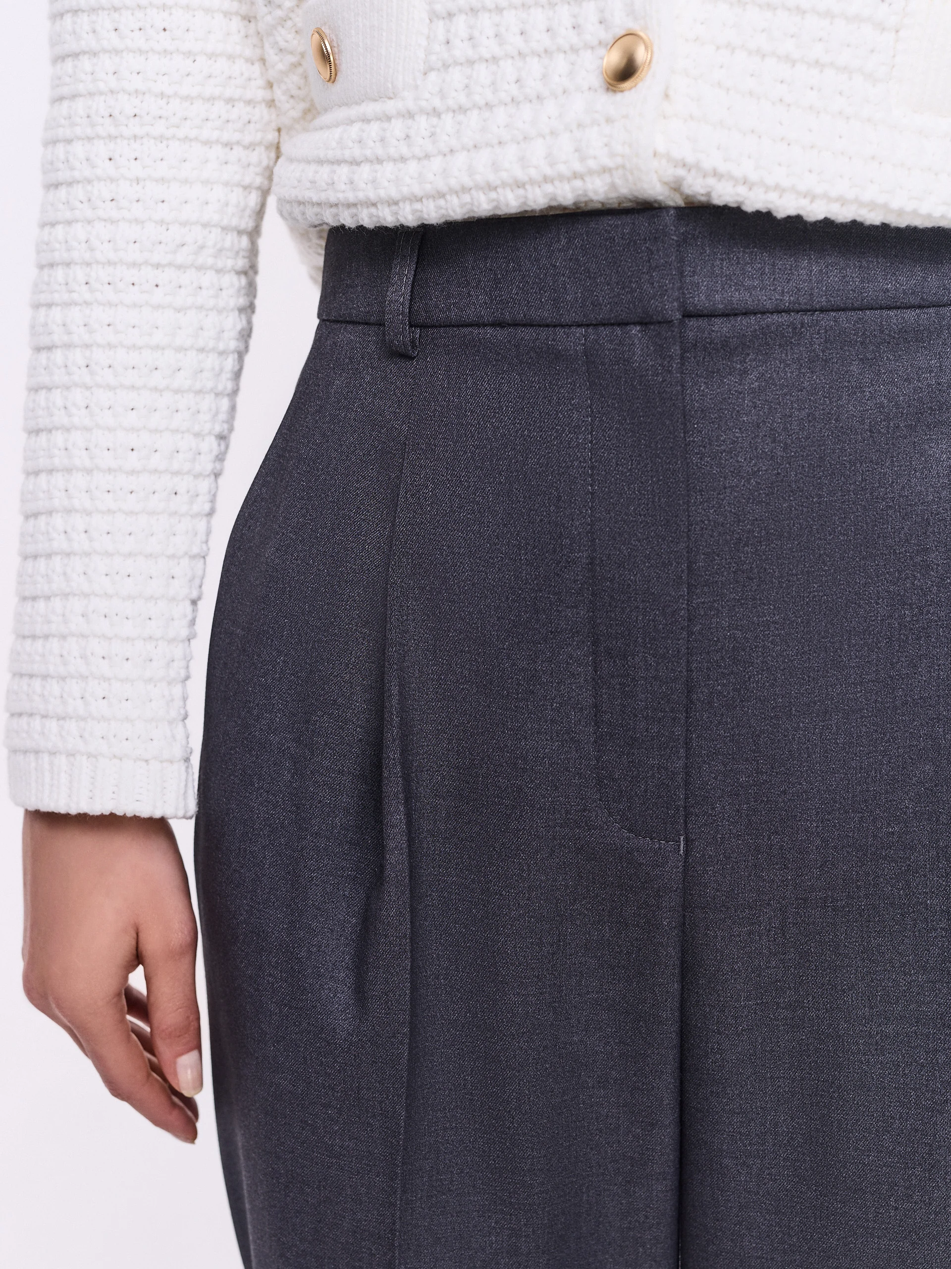 Dark gray high-waisted pants