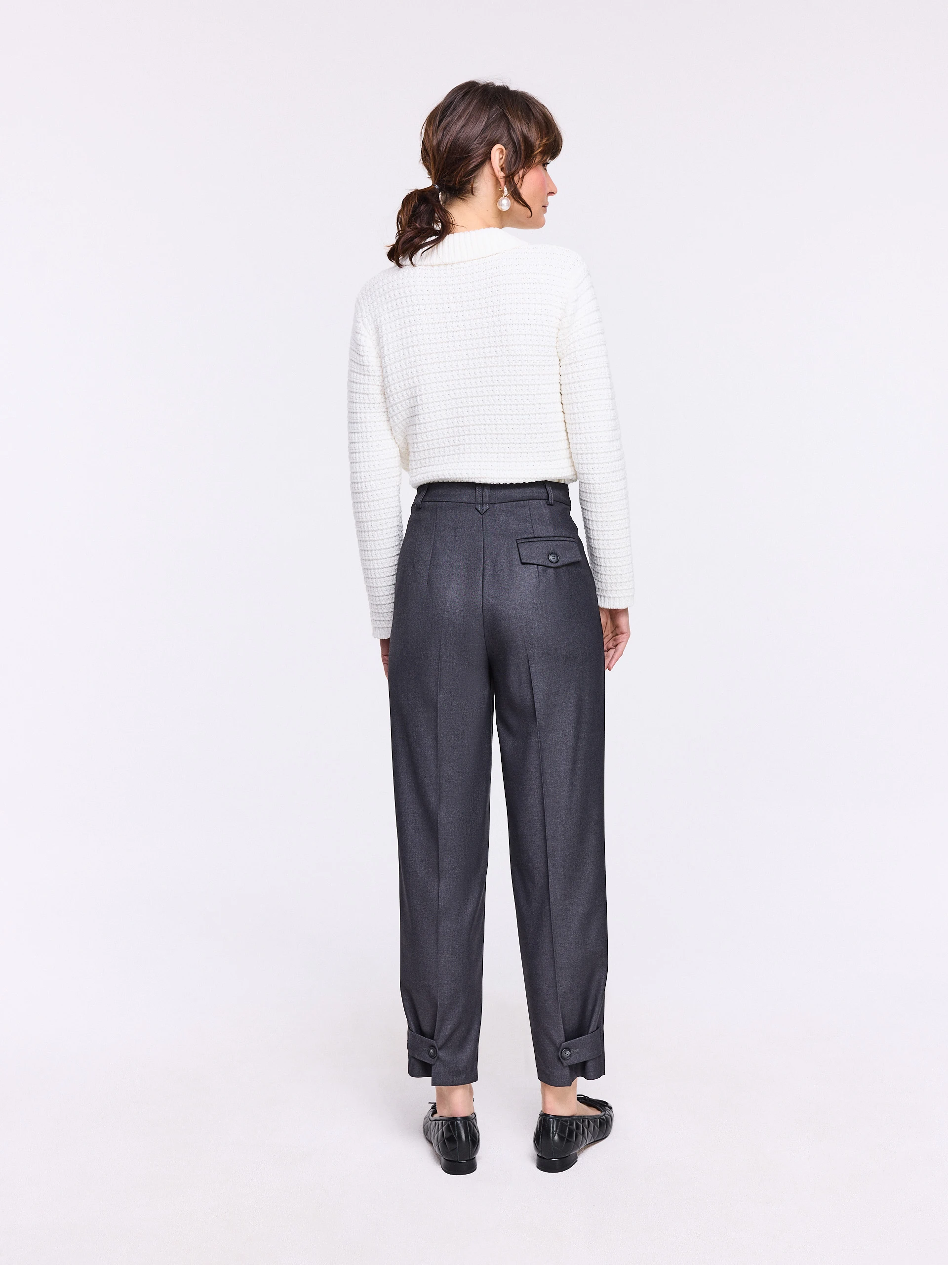 Dark gray high-waisted pants