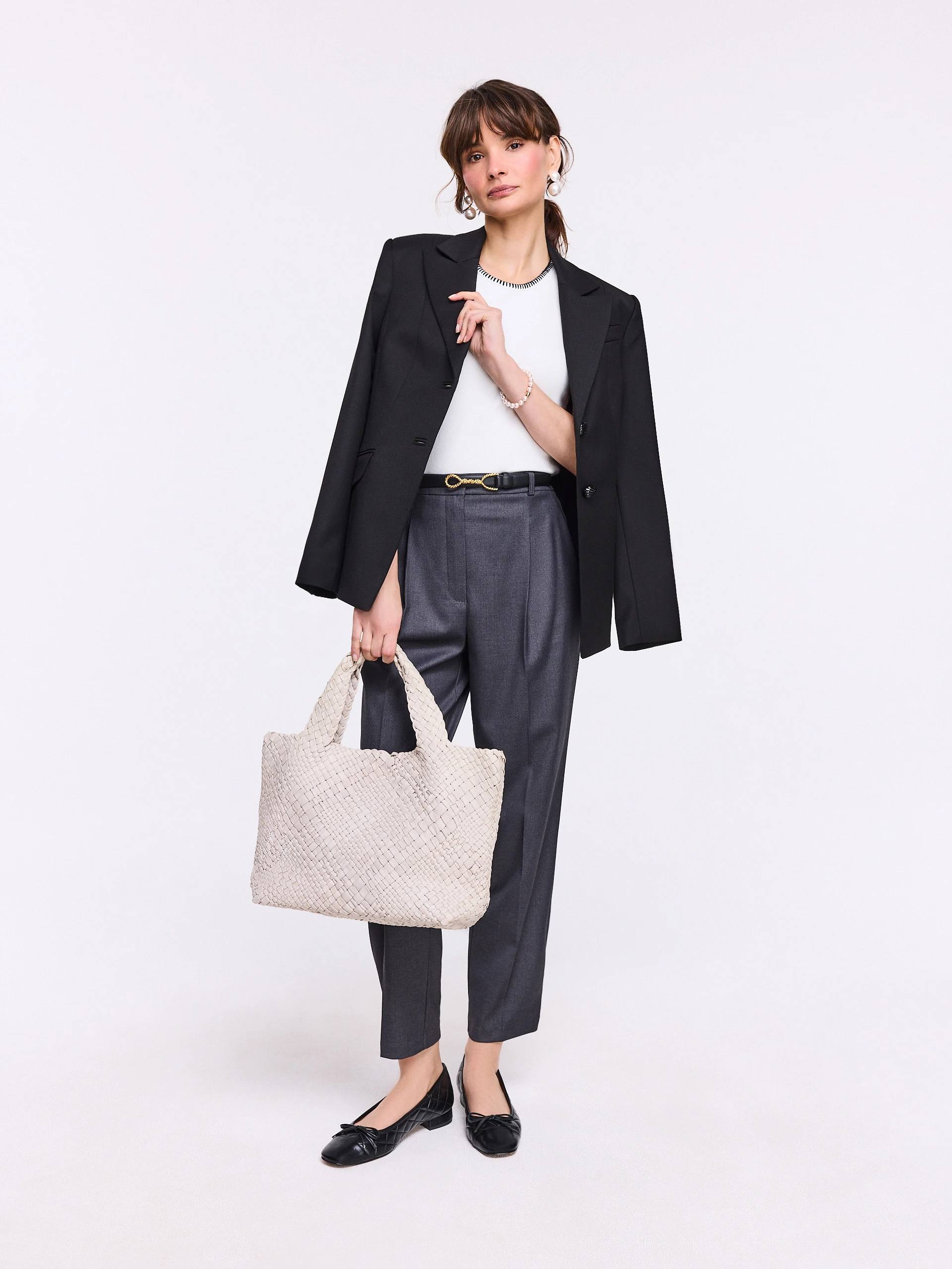 Dark gray high-waisted pants