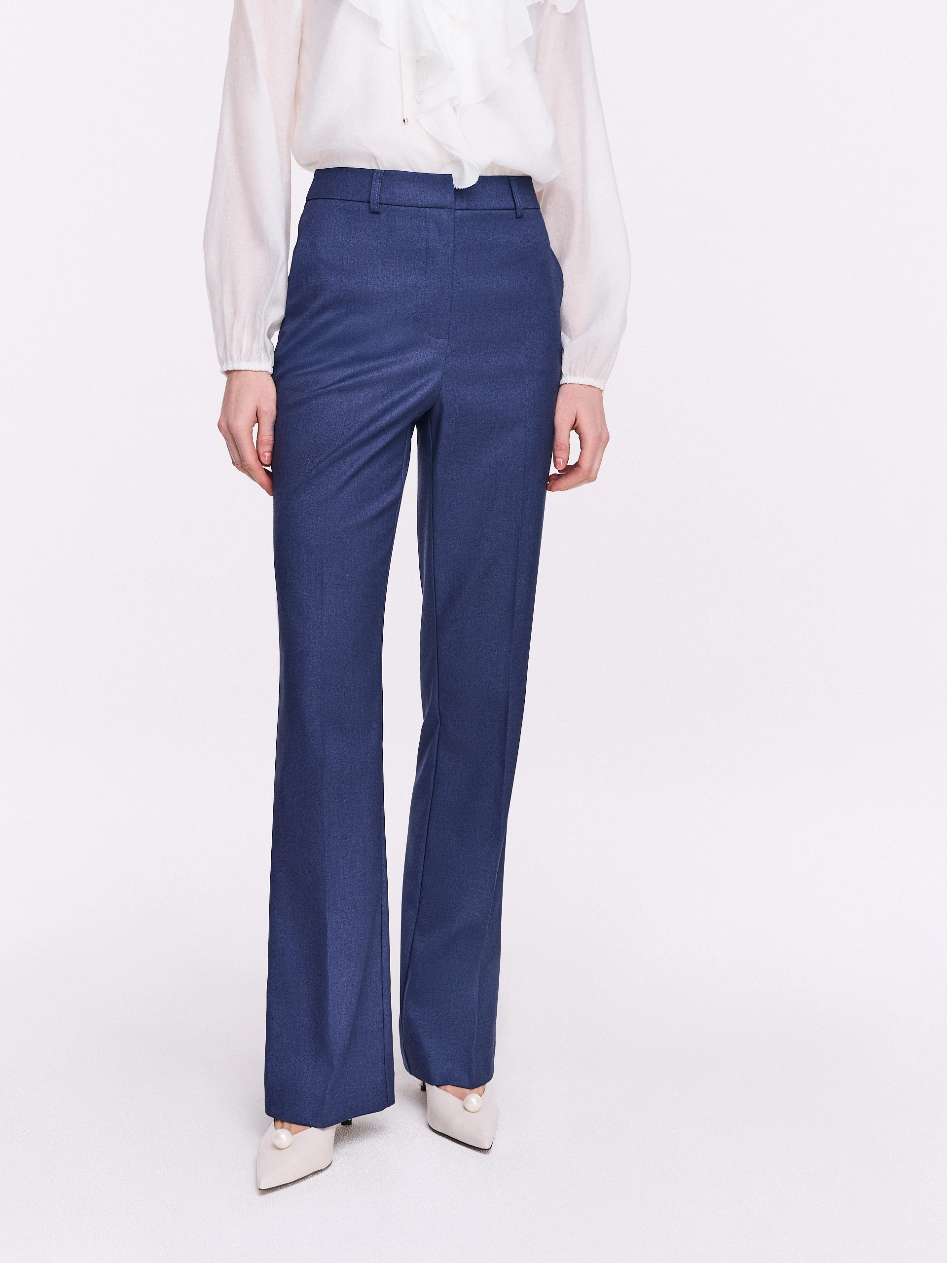 Navy blue pants with straight legs