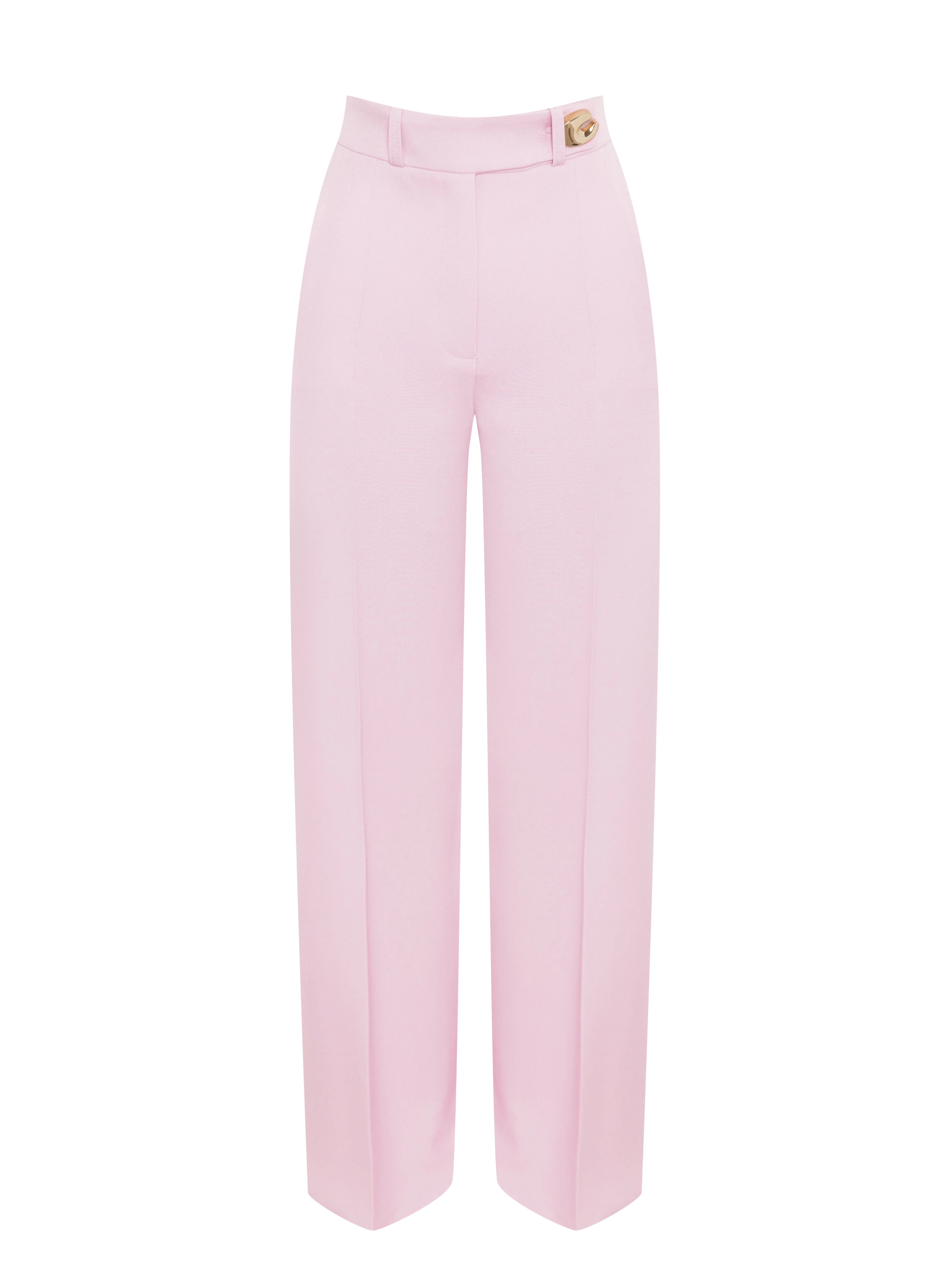 Pink High-Waisted Straight-Leg Trousers