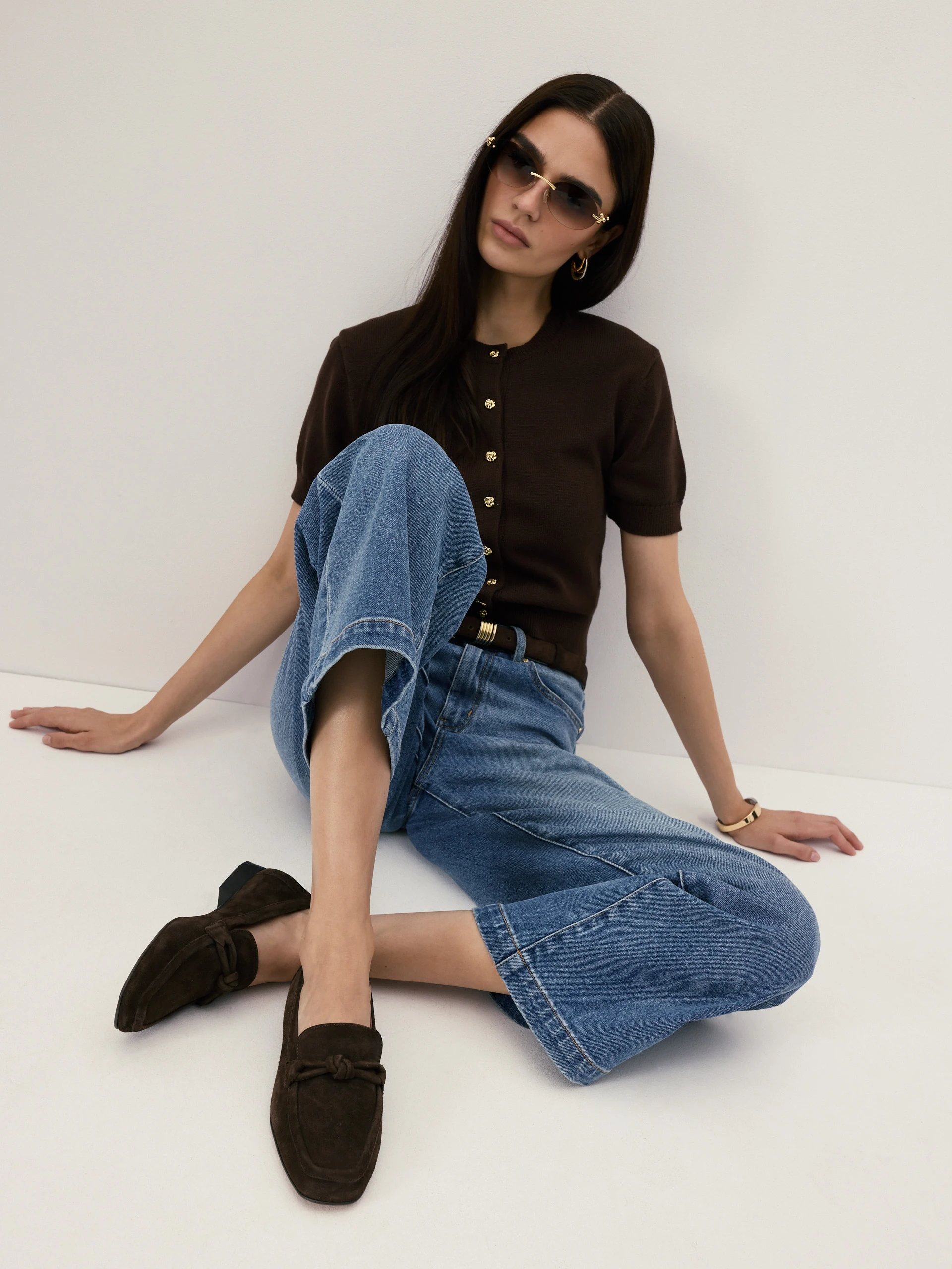 Brown suede moccasins