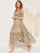 FLORAL PATTERN DRESS WITH SLITS