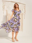 LAVENDER FLORAL PATTERN DRESS