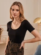 BLACK SHORT SLEEVE BLOUSE