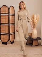BEIGE TIED DRESS