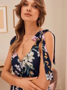 NAVY BLUE FLORAL PATTERN DRESS