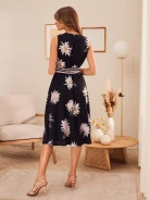 BLACK FLORAL ENVELOPE DRESS