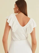 T-SHIRT WITH SHORT RUFFLED SLEEVES