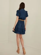 DENIM DRESS WITH RUFFLES