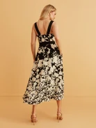 MIDI DRESS WITH BLACK AND WHITE PATTERN