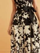 MIDI DRESS WITH BLACK AND WHITE PATTERN