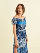 BLUE DRESS WITH SIDE SLIT