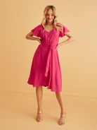 AIRY MIDI DRESS WITH WAIST TIE