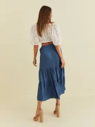 BLUE SKIRT WITH RUFFLES