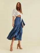 BLUE SKIRT WITH RUFFLES