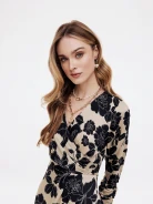 Dress with envelope neckline in flowers