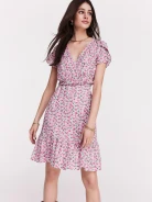 Viscose dress with pink flowers
