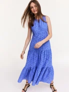 Long cotton dress in cornflower color