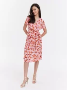 Flower dress with envelope neckline