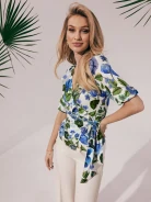 Viscose floral blouse with envelope neckline
