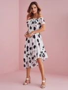 SPANGLED FLORAL PATTERN DRESS