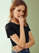BLOUSE WITH LACE INSERTS