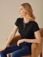 BLOUSE WITH DECORATION AT NECKLINE