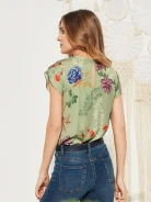 CELADON BLOUSE WITH FLORAL PATTERN
